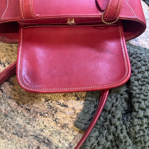 Vintage Coach Red Leather Tote Bag